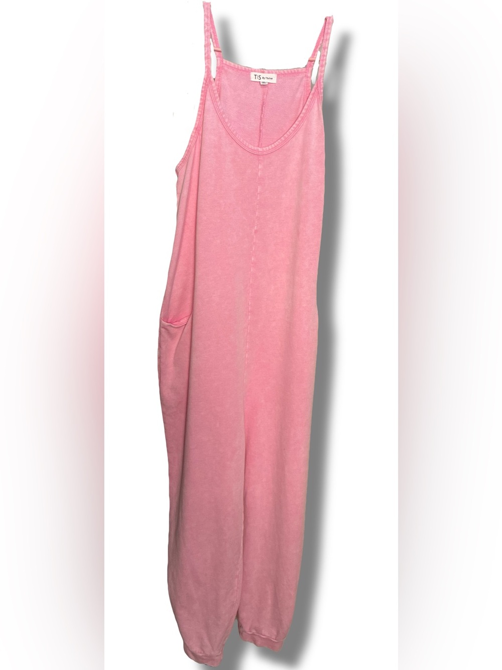 TS by Thrive Sleeveless Jumpsuit Overalls Ponk Mineral Wash Pockets Medium